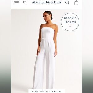 A&F Strapless Premium Crepe Jumpsuit, white size S